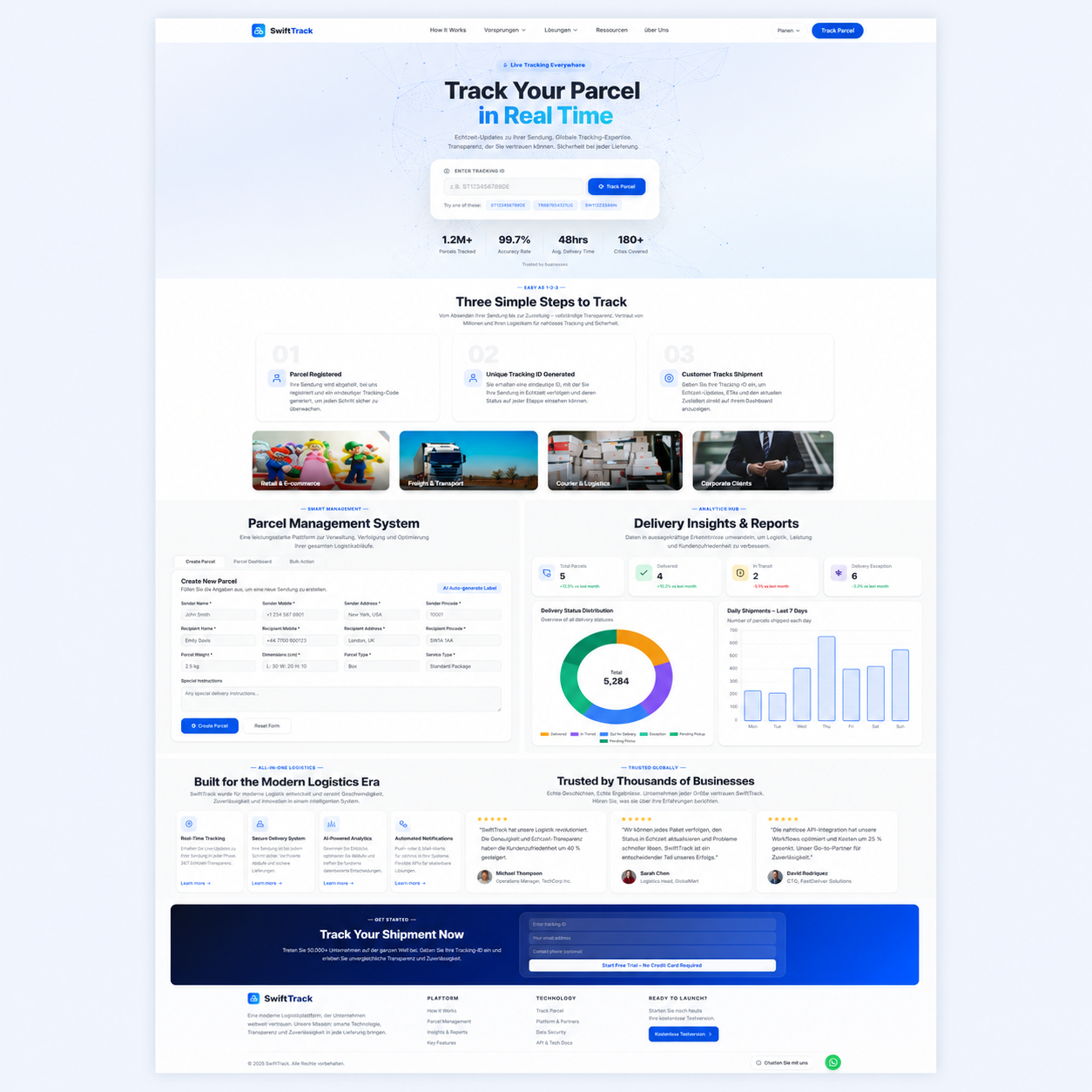 SwiftTrack - Premium Courier & Parcel Tracking Management UI